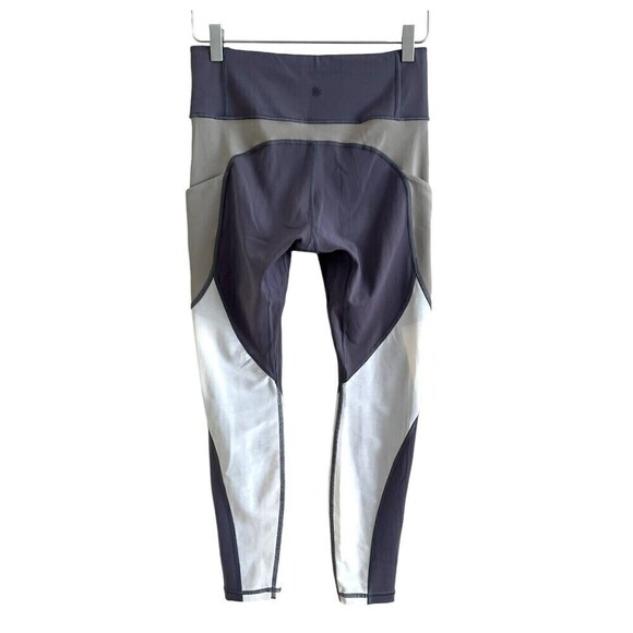 Athleta Colorblock Up for Anything Leggings Gray Grey White Size S Silver Bells - Picture 3 of 14